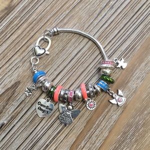 Multicolored guardian angel charm bracelet